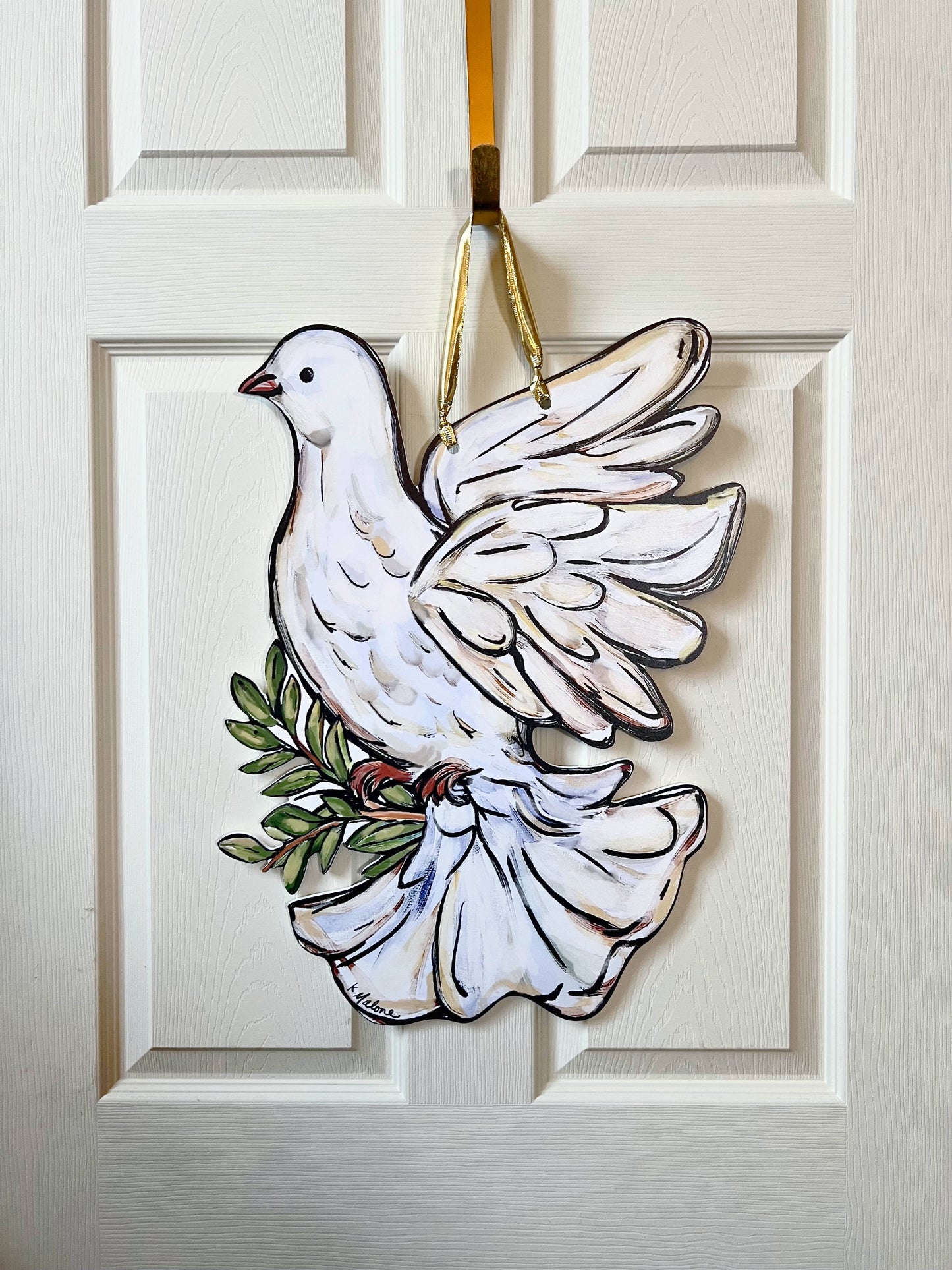 White Christmas Dove Door Hanger