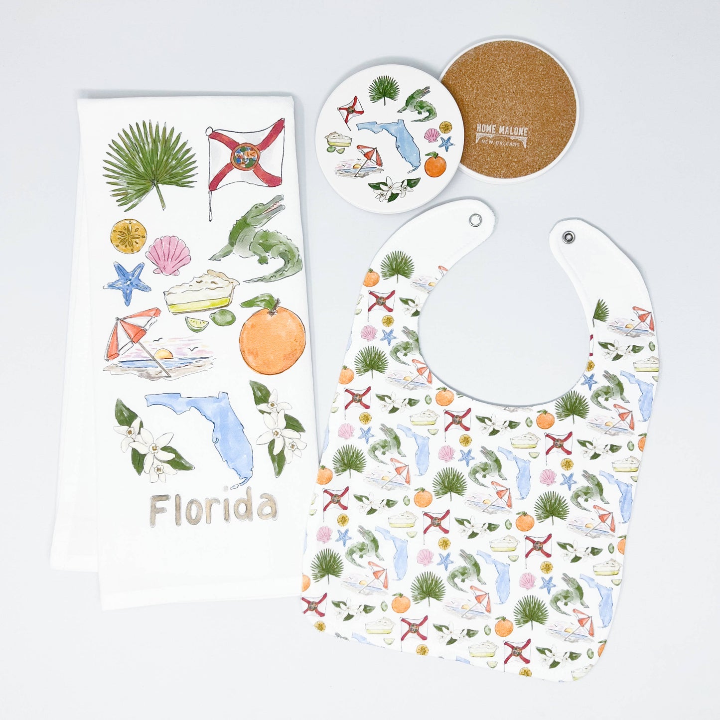Florida Icons Tea Towel