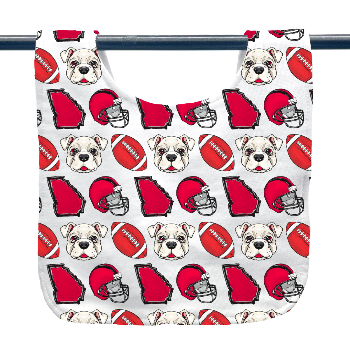 Red Bulldog Football Baby Bib