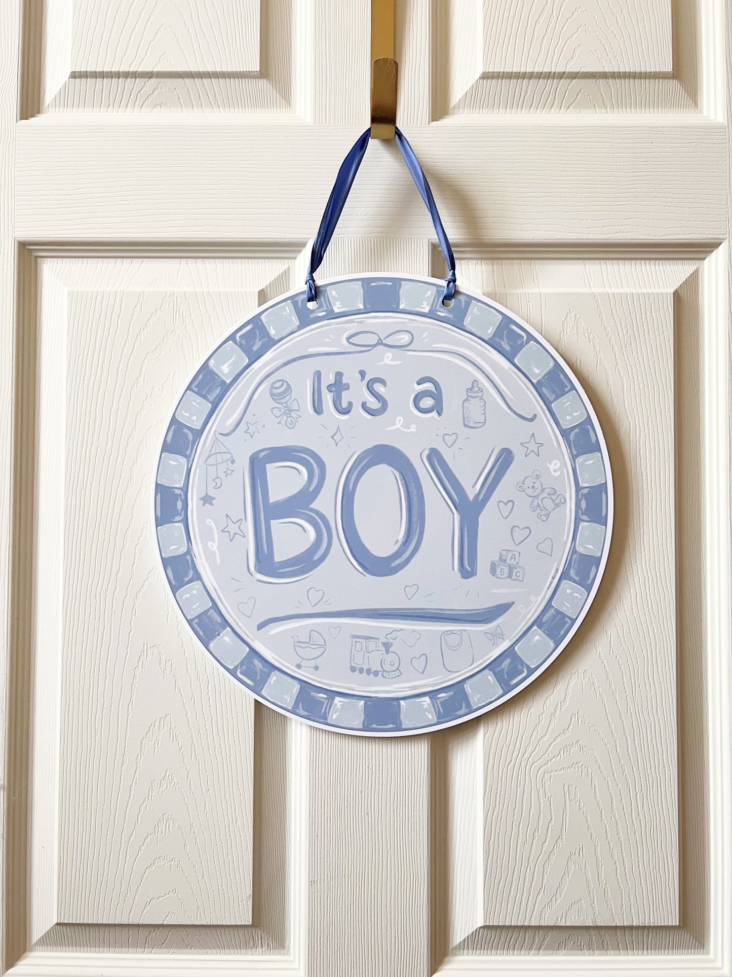 It's A Boy Round Door Hanger