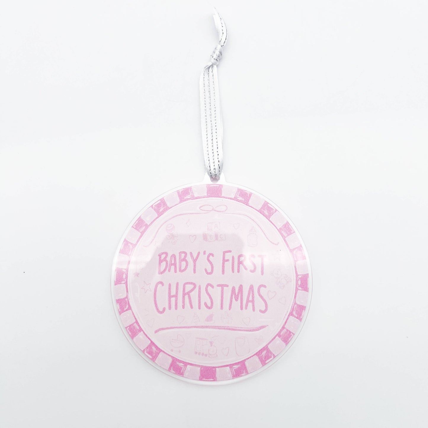 Acrylic Baby's First Christmas Pink Ornament