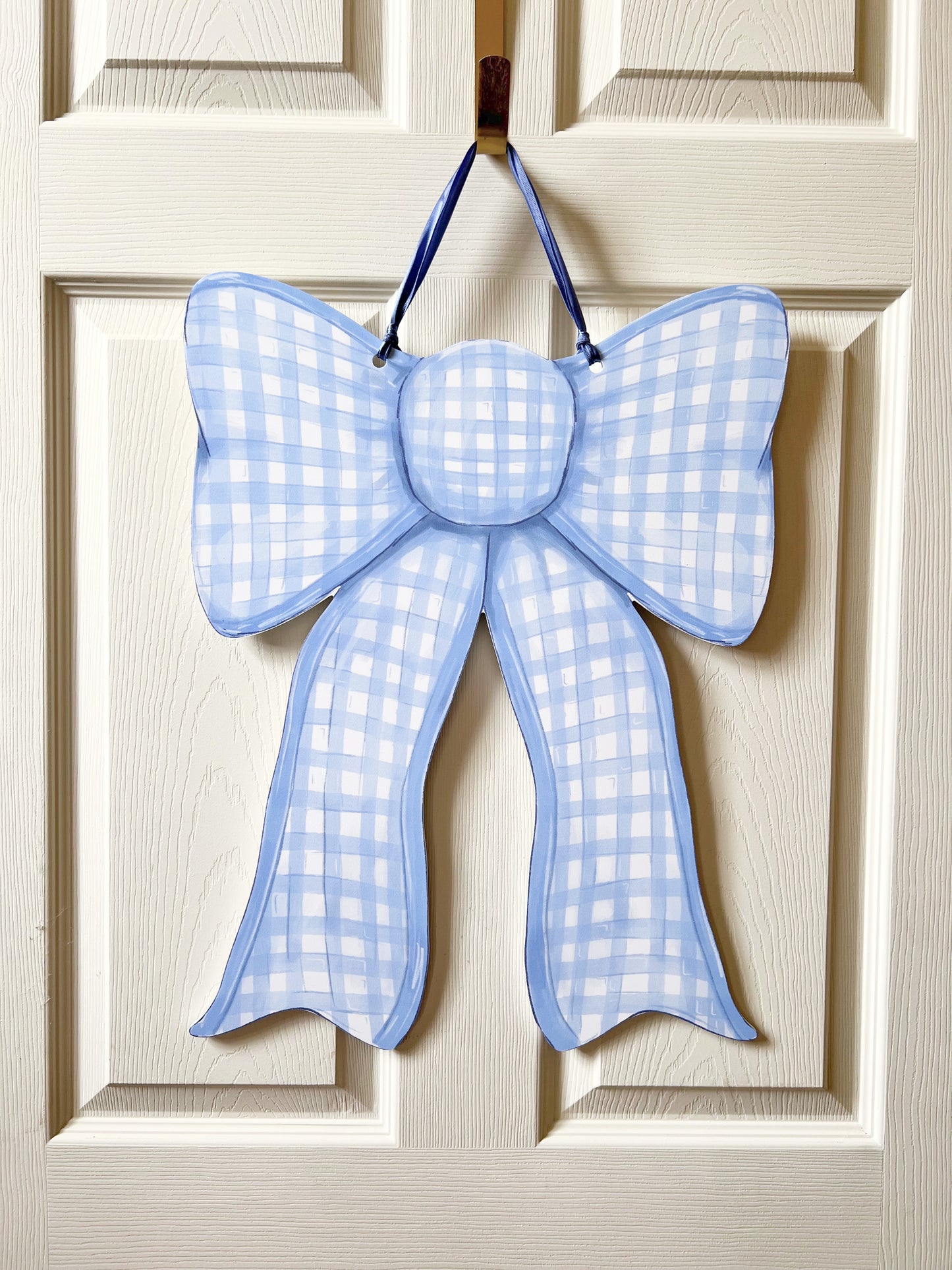 Blue Gingham Bow Door Hanger