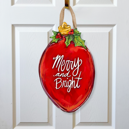 Merry and Bright Light Bulb Door Hanger