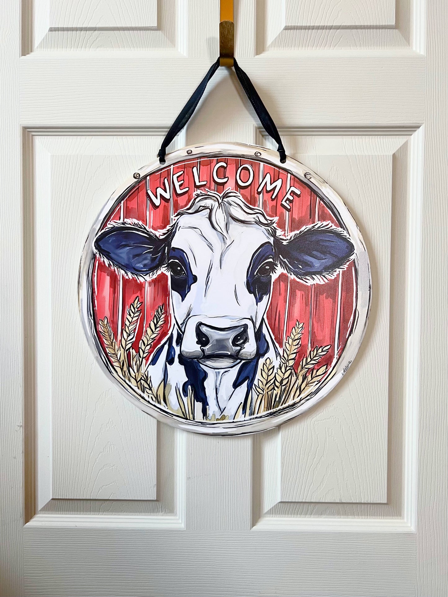 Farm Cow Welcome Door Hanger