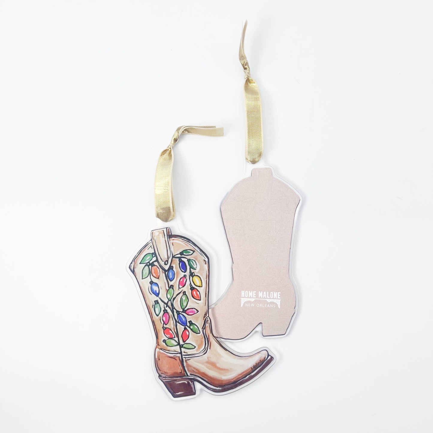 Acrylic Holiday Cowboy Boot Ornament