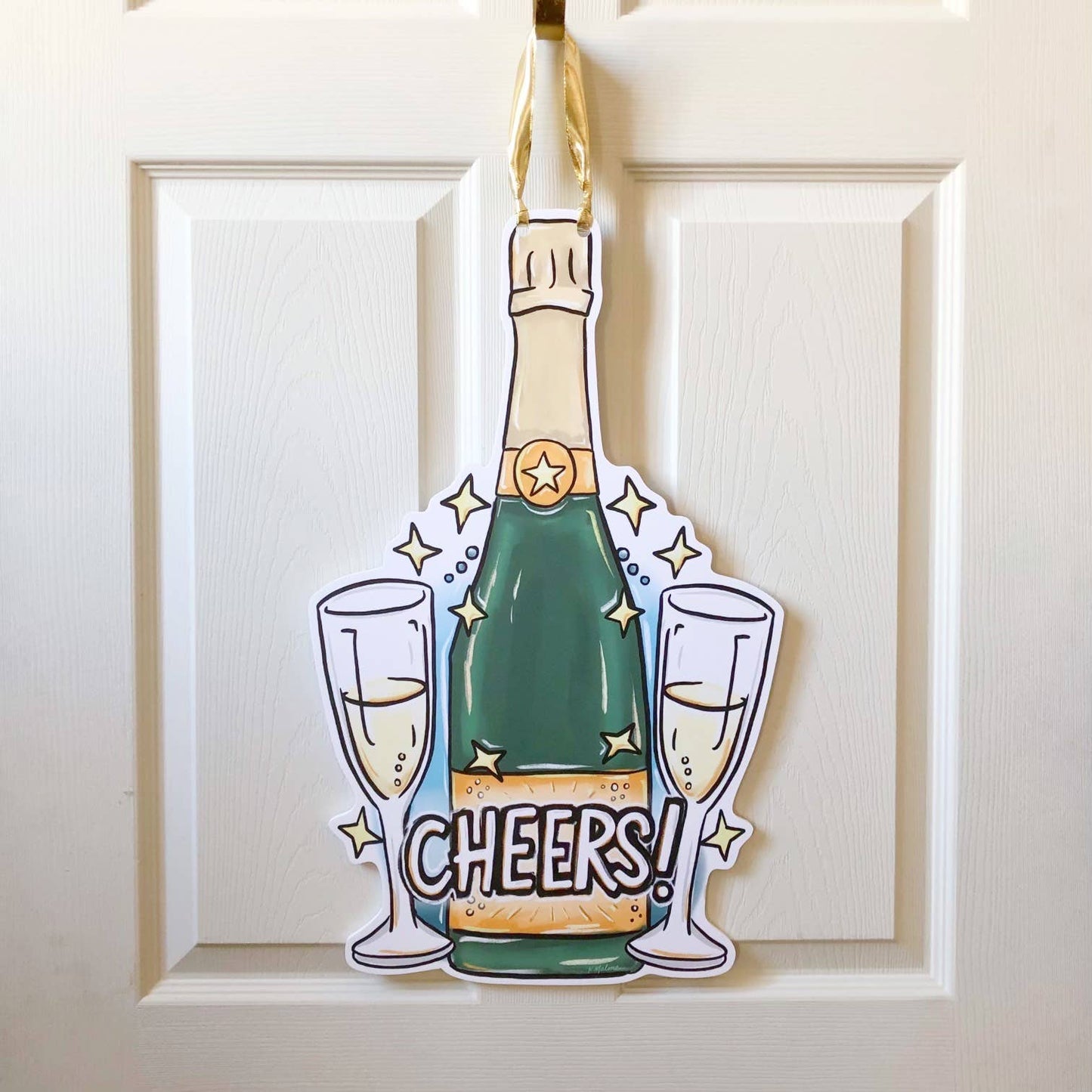 Champagne Cheers Door Hanger