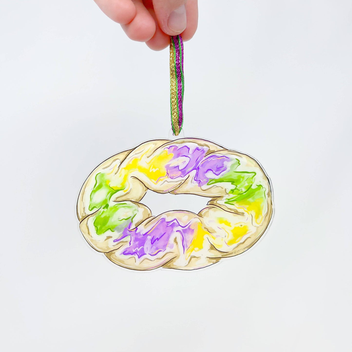 King Cake Mardi Gras Acrylic Ornament