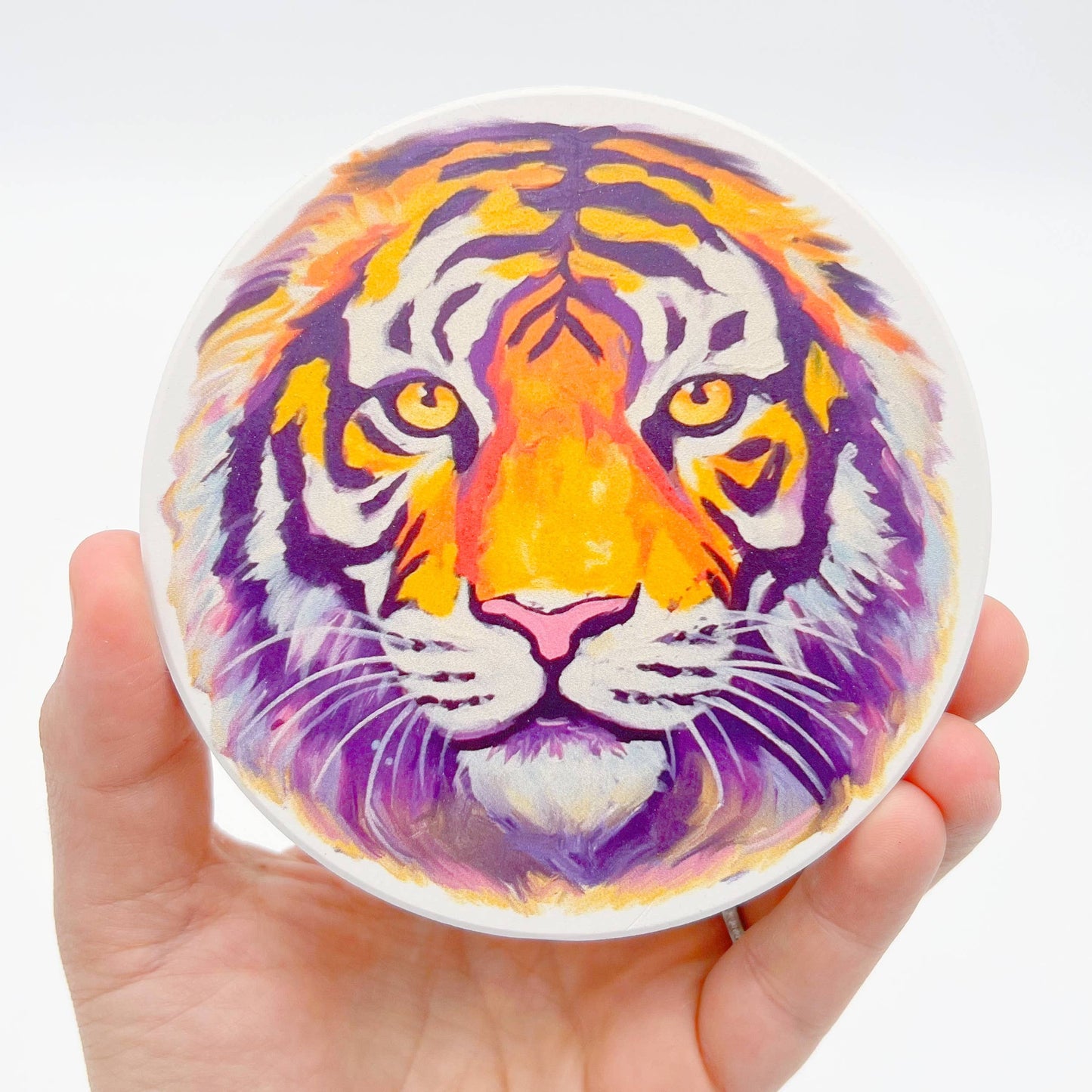 Purple and Gold Tiger Head Coaster