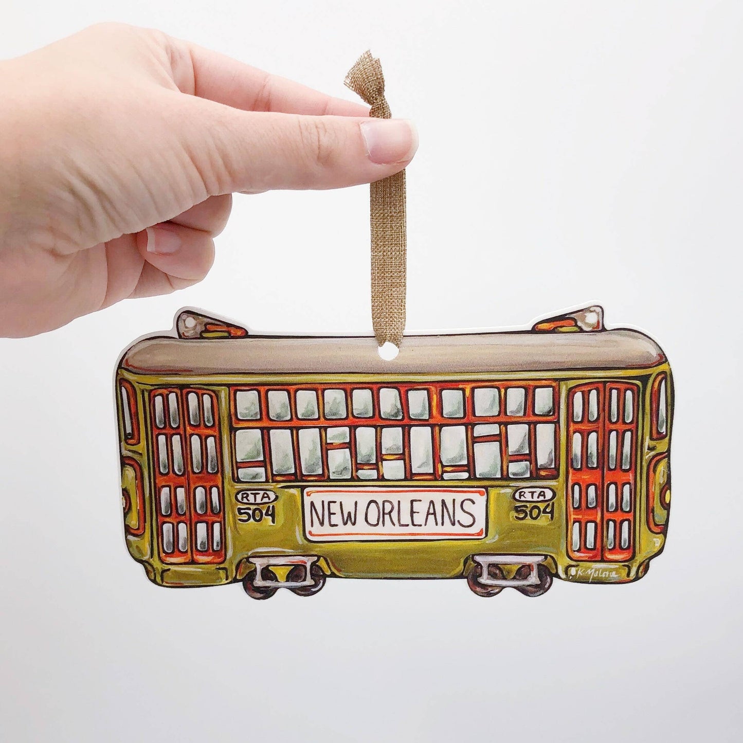 Green Streetcar Ornament