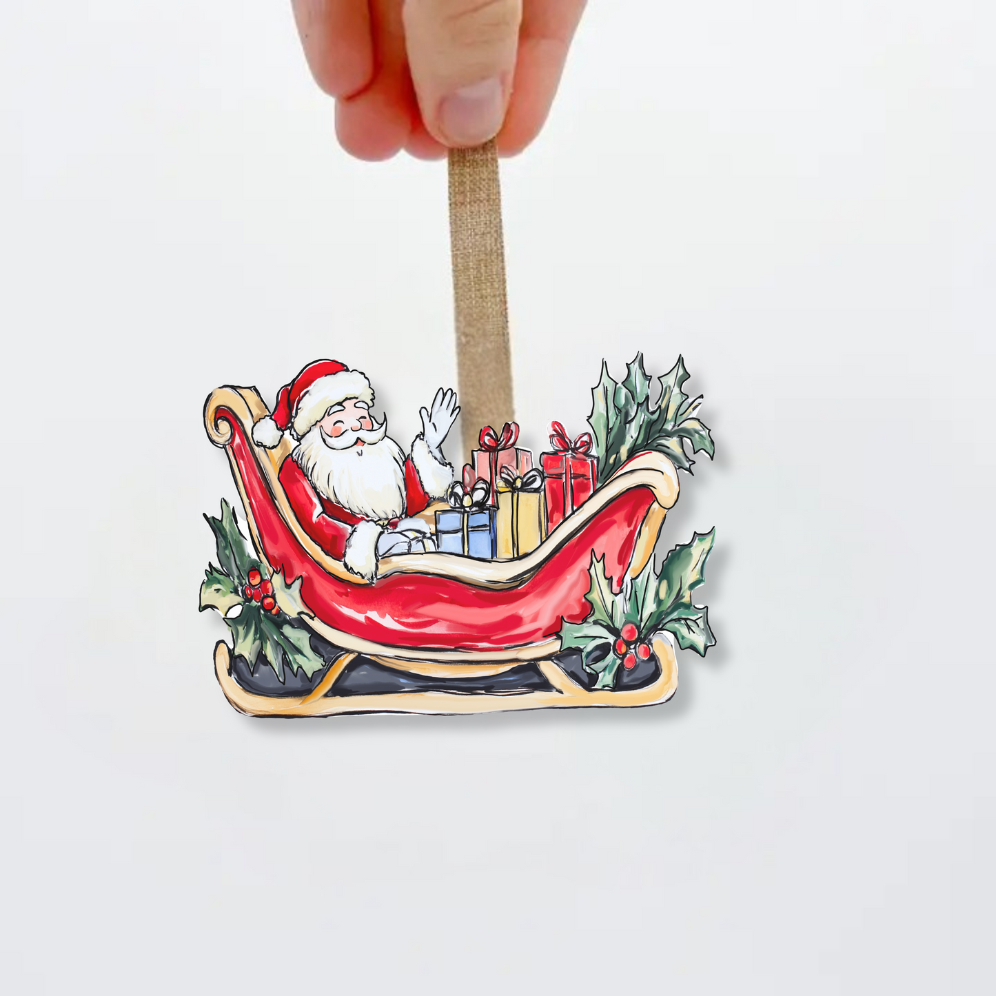 Acrylic Santa Sleigh Ornament