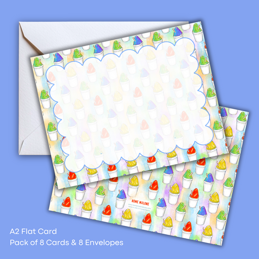 Rainbow Sno-balls-8 Notecard Set- Fun Cool Summer Blank Note