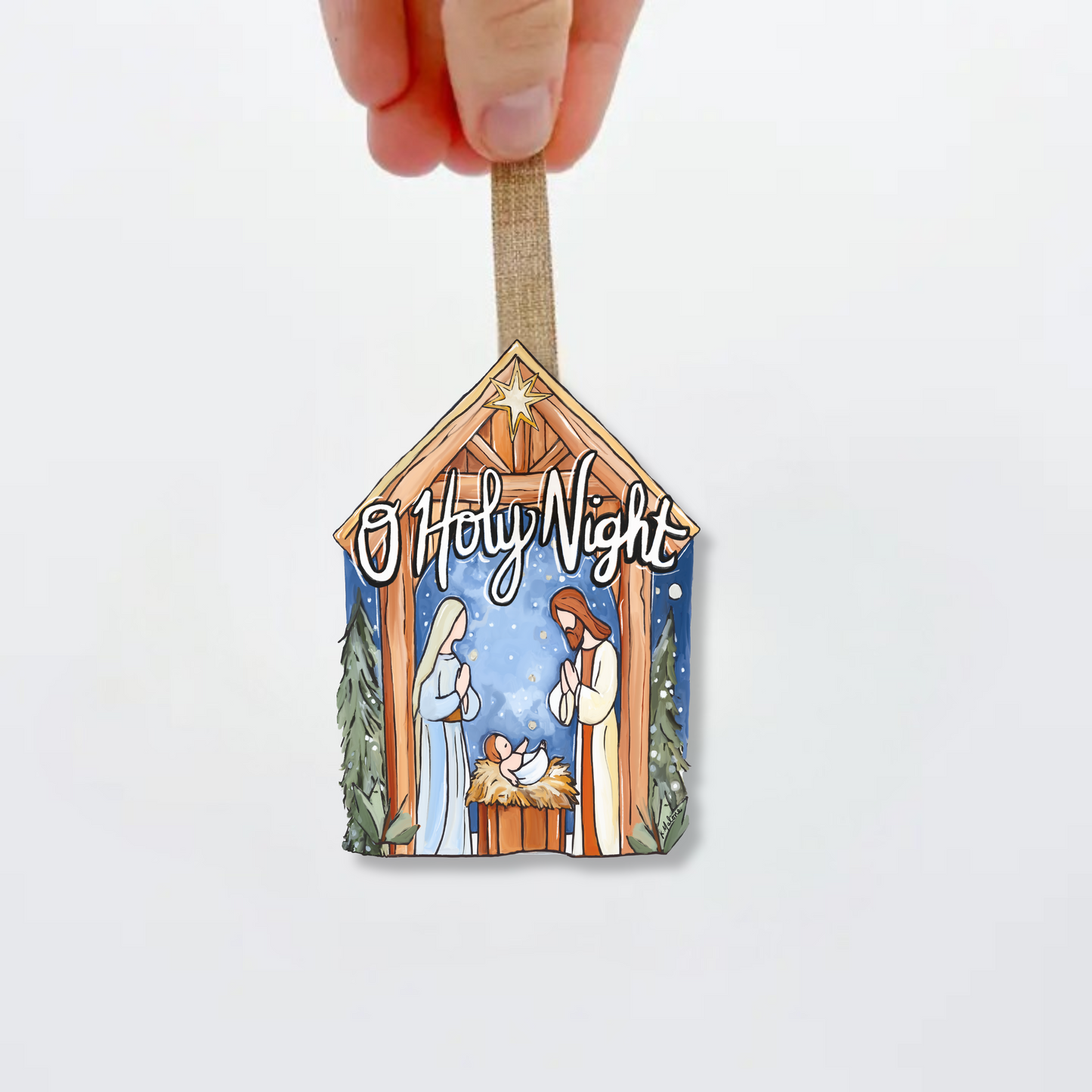 Acrylic O Holy Night Nativity Ornament