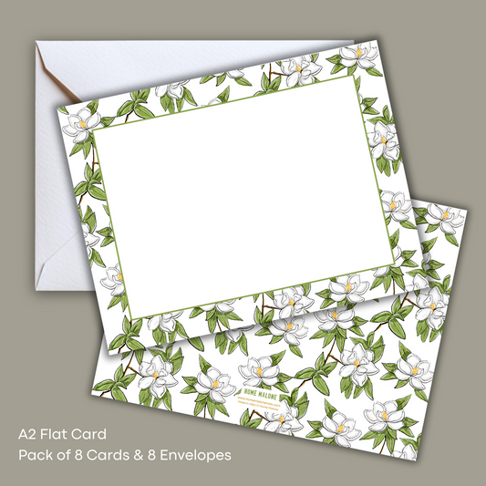 Magnolia - 8 Notecard Set - Pretty Floral Blank Notecard