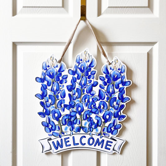 Bluebonnet Welcome Door Hanger