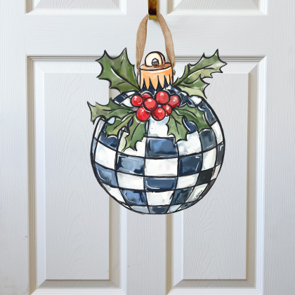 Black and White Checkered Ornament Door Hanger