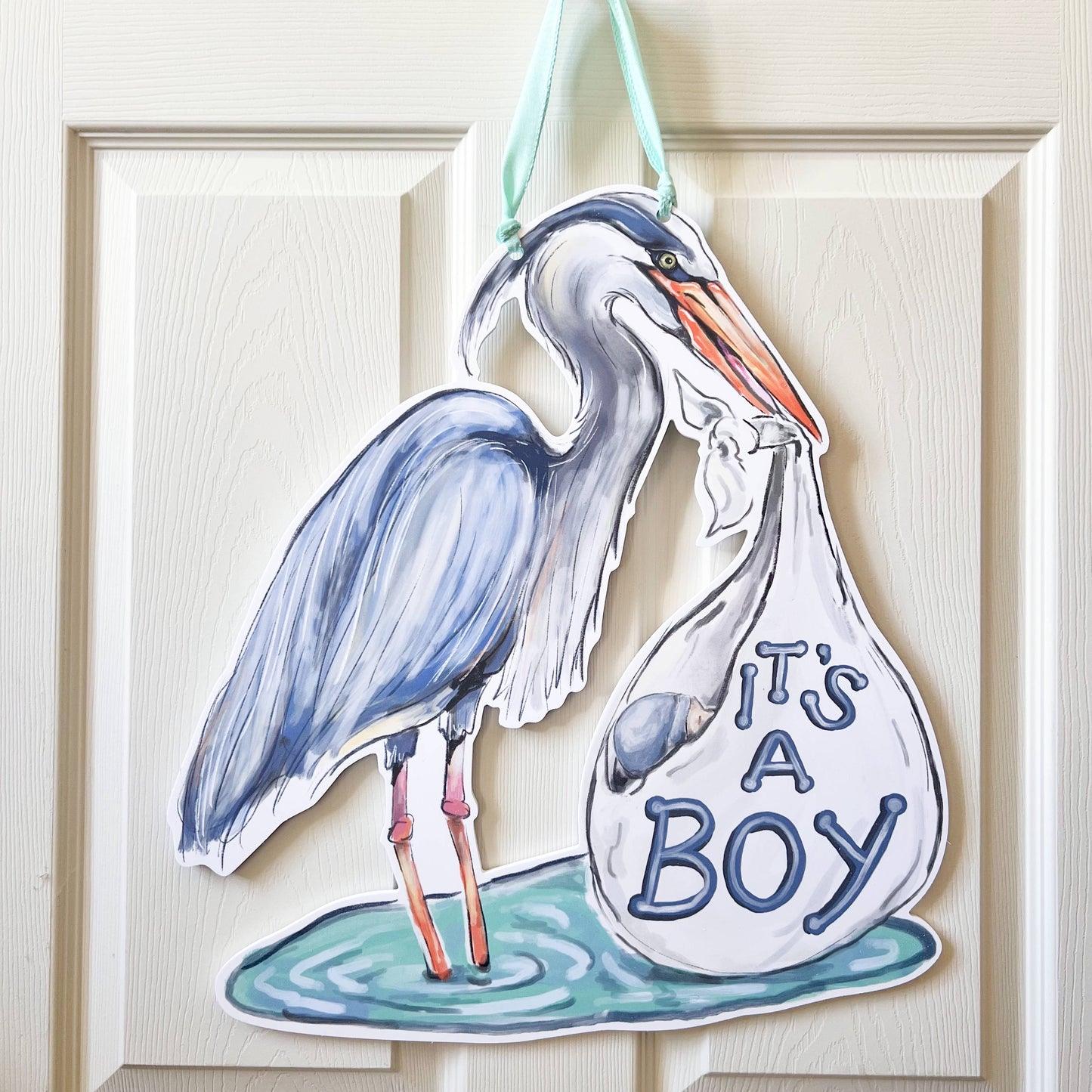 It's A Boy - Blue Heron Door Hanger