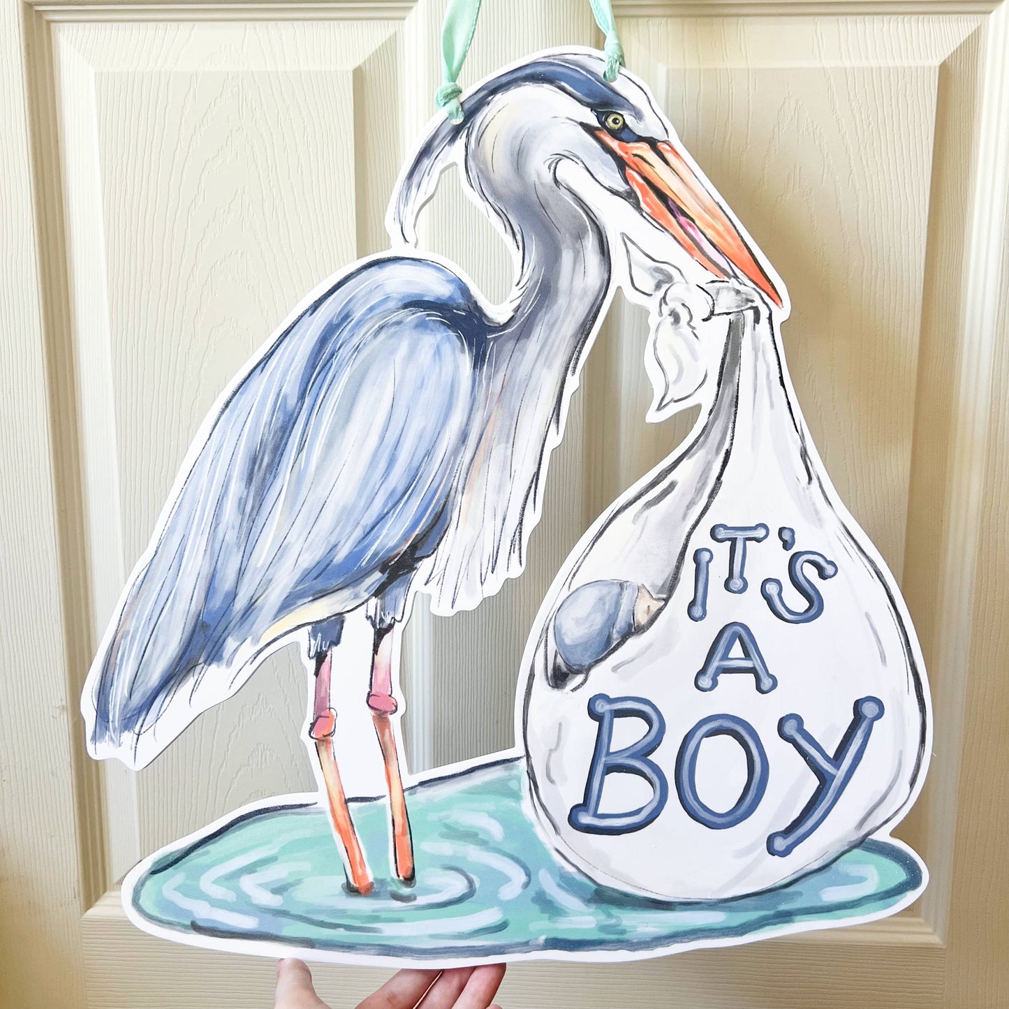 It's A Boy - Blue Heron Door Hanger