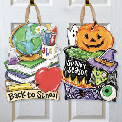 Double Sided Back To School Rules / Spooky Season Door Hanger