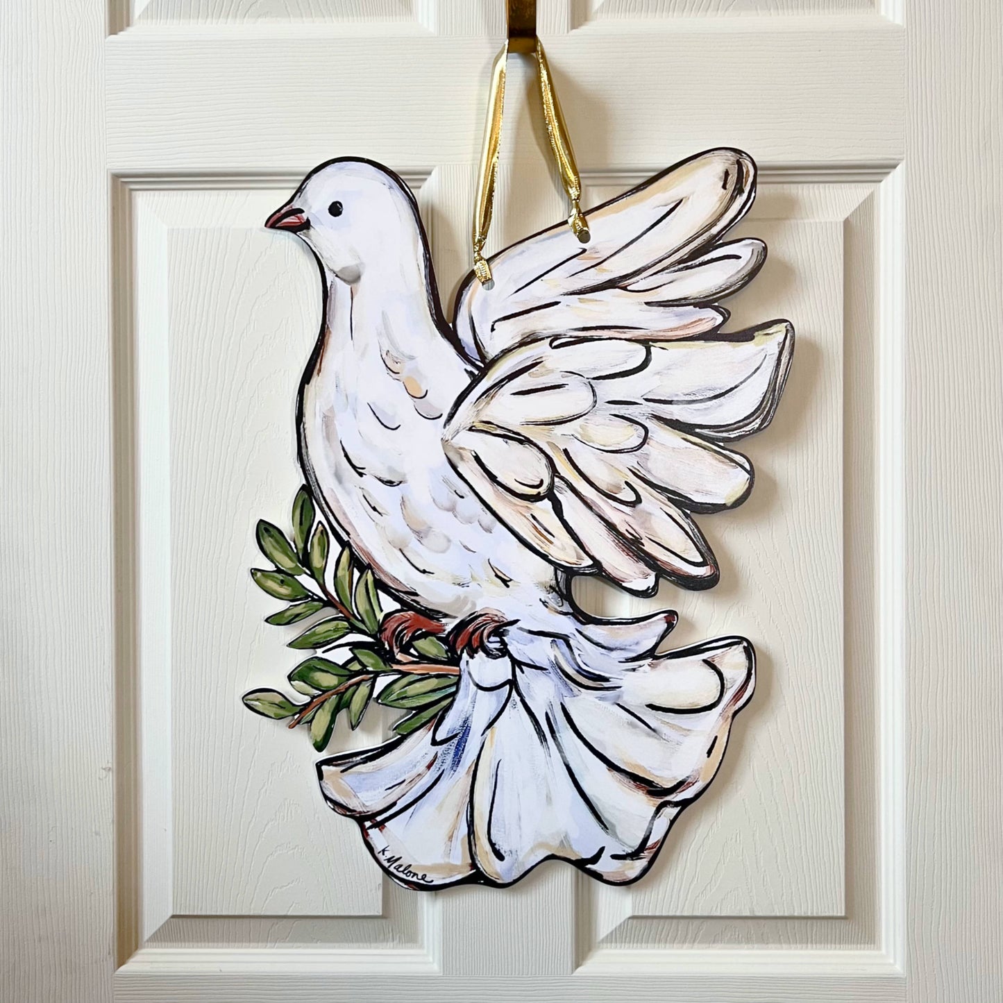 White Christmas Dove Door Hanger