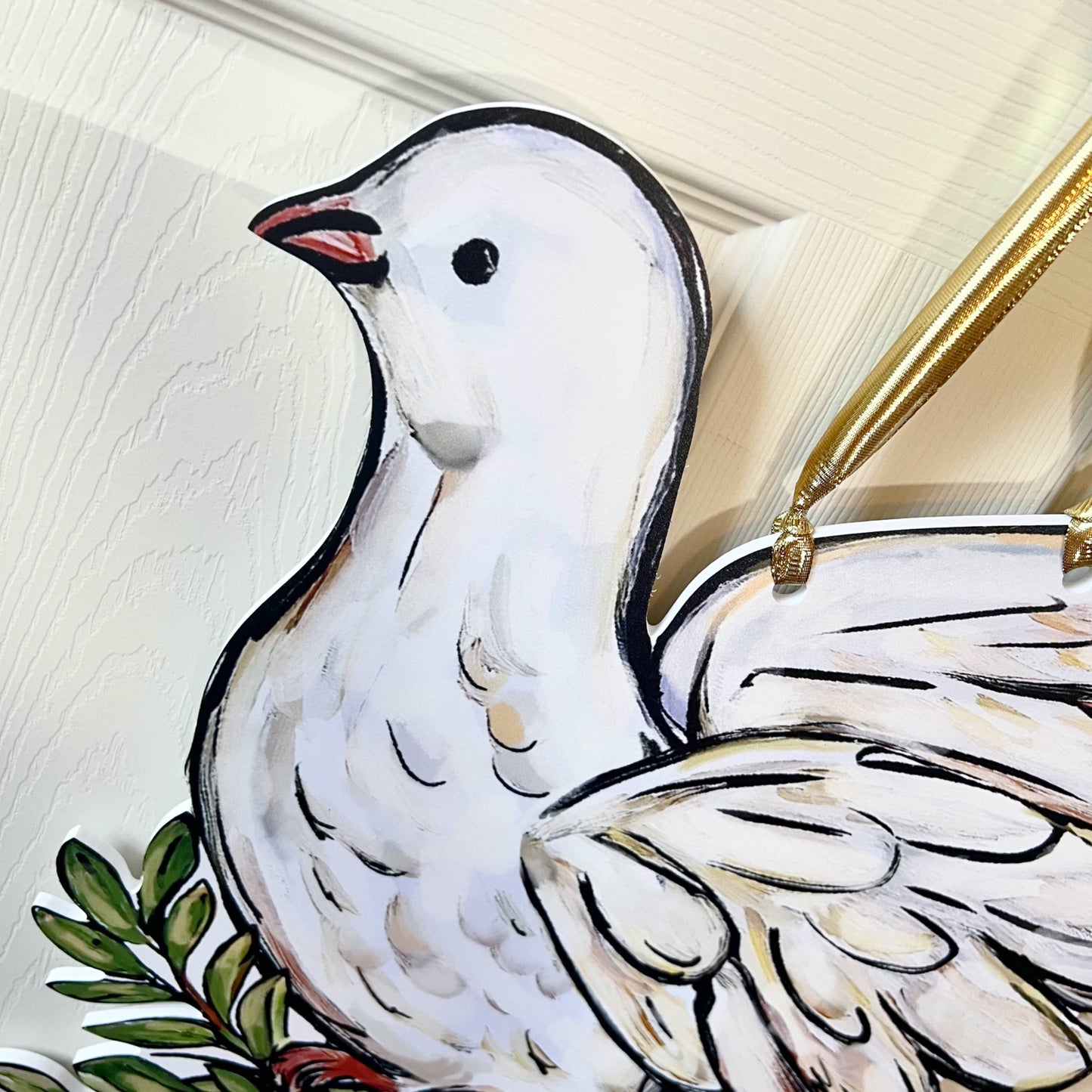 White Christmas Dove Door Hanger
