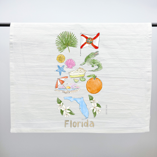 Florida Icons Tea Towel