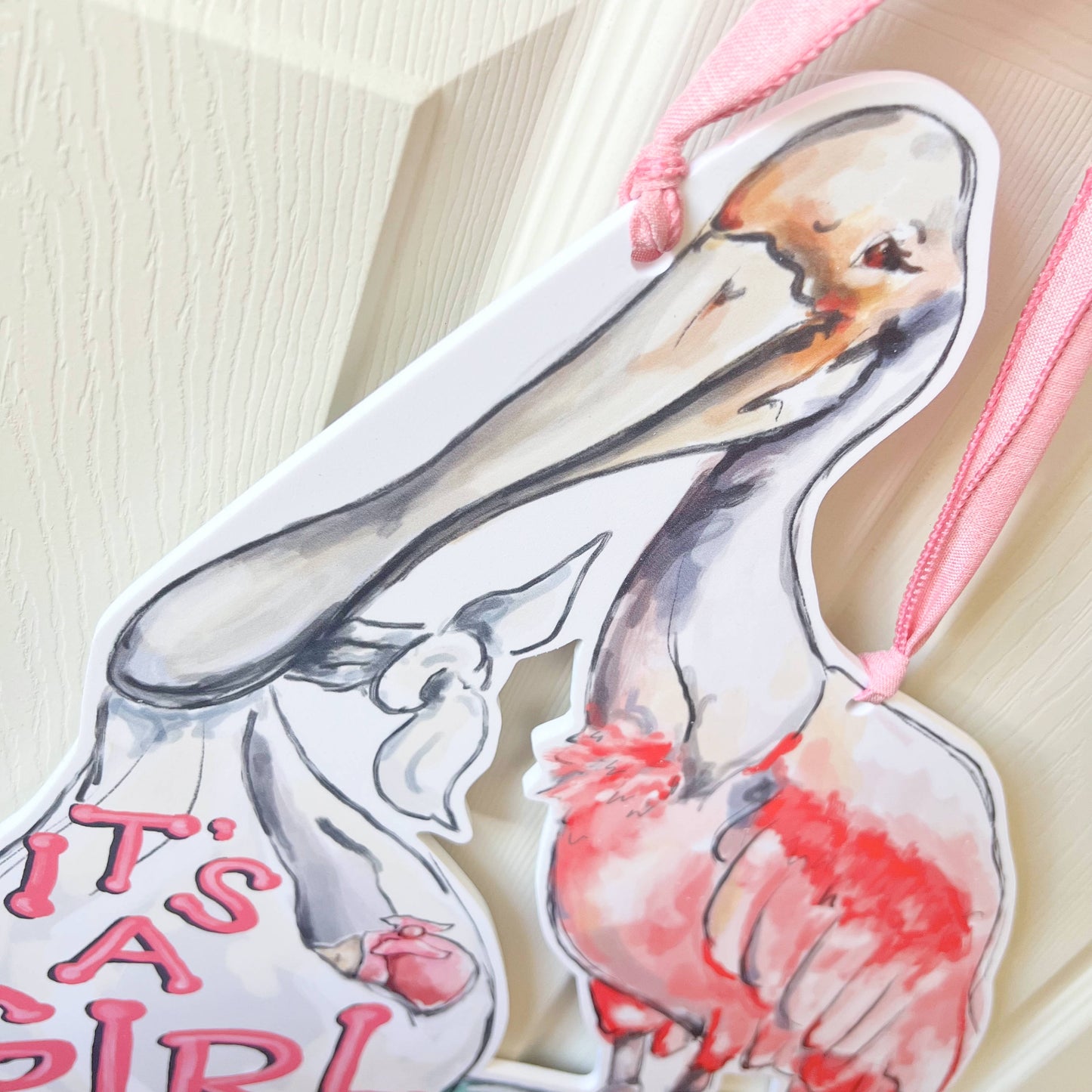 It's A Girl Spoonbill Door Hanger