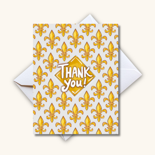 Gold Fleur De Lis Thank You Card-Thanks Everyday Notecard