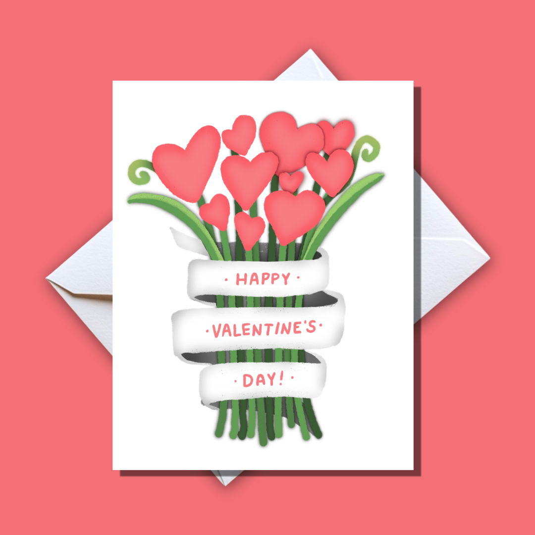 Happy Valentine's Day Heart Bouquet Card