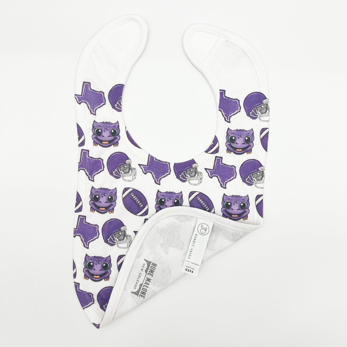 Horned Frog Football Baby Bib-Texas Gift New Baby Arrival