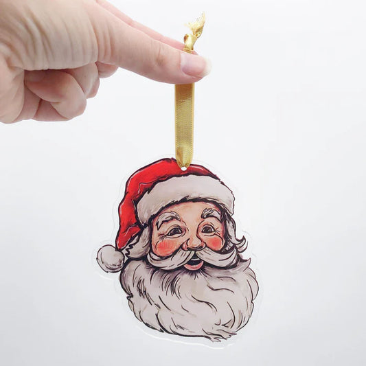 Acrylic Vintage Jolly Santa Ornament - Christmas Tree Decor