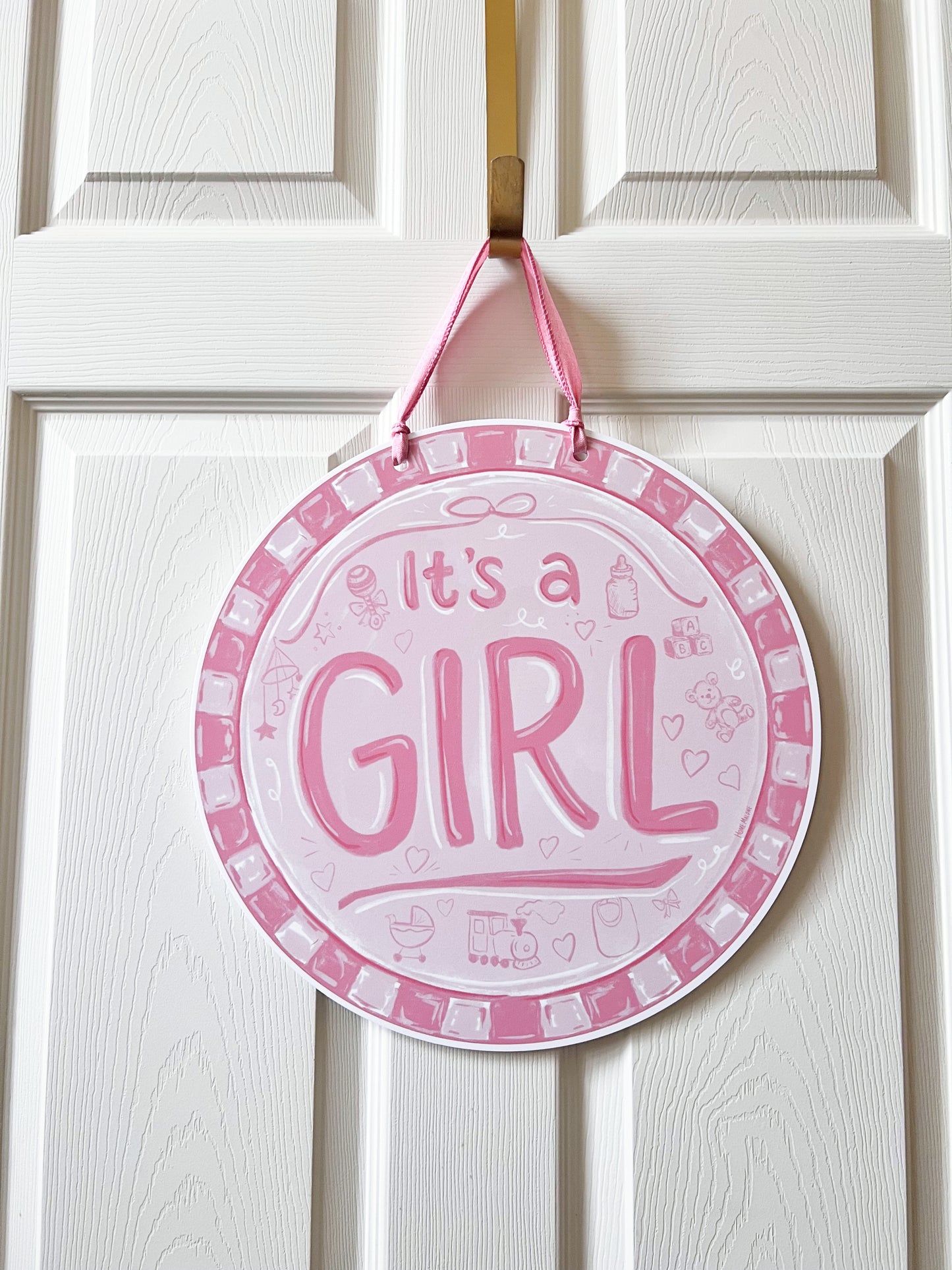 It's A Girl Round Door Hanger