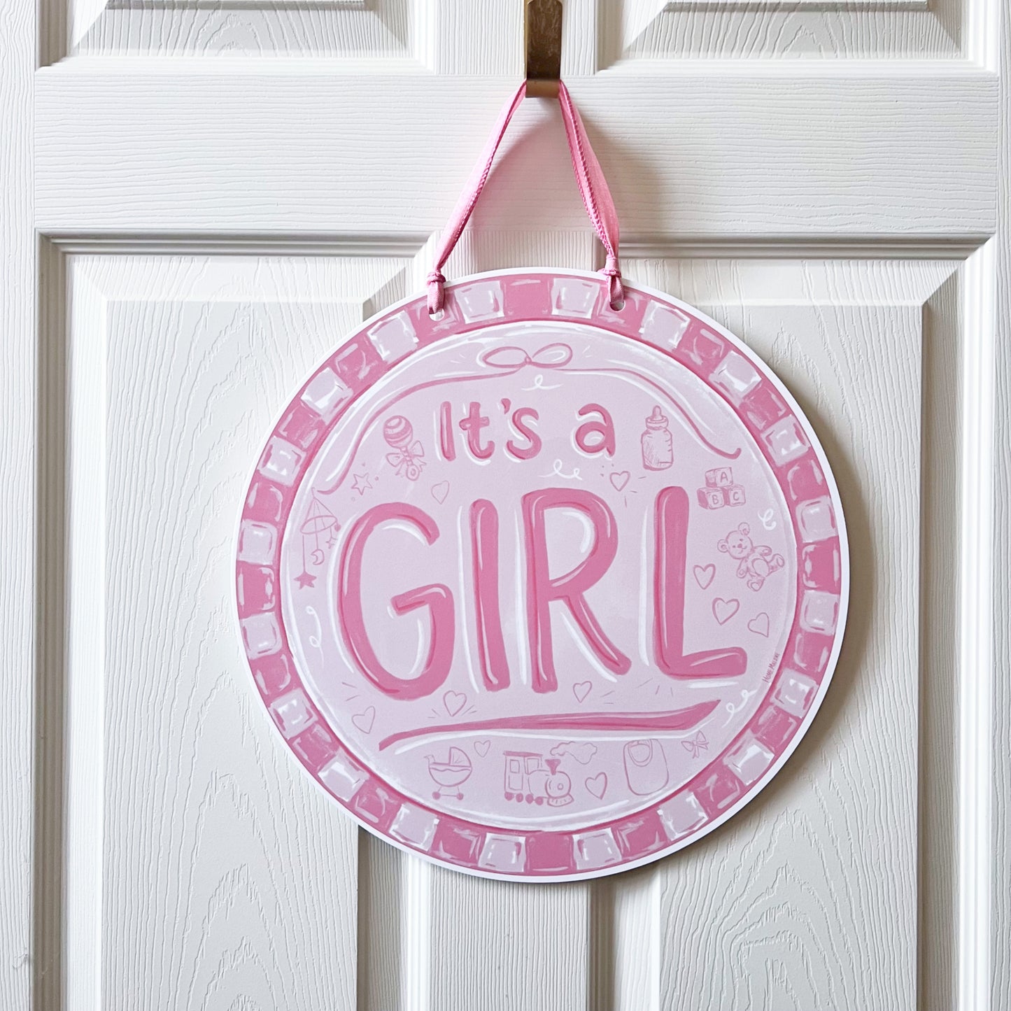 It's A Girl Round Door Hanger