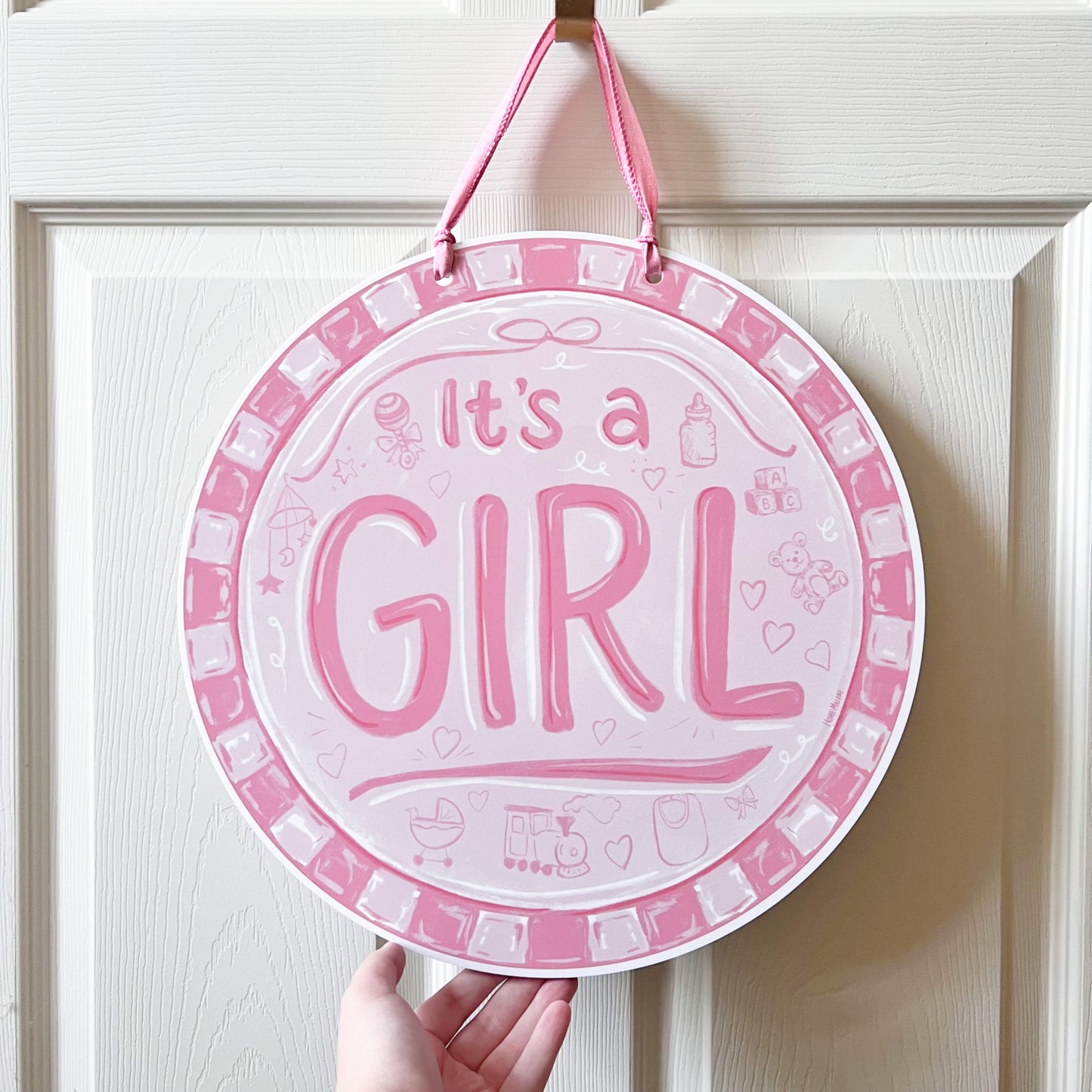It's A Girl Round Door Hanger