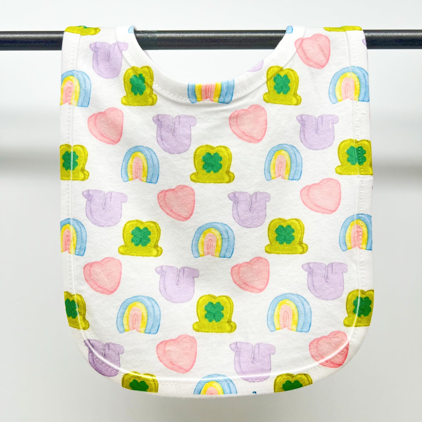 Lucky Marshmallows Baby Bib - Colorful Fun St. Patricks Day Easter Pastel