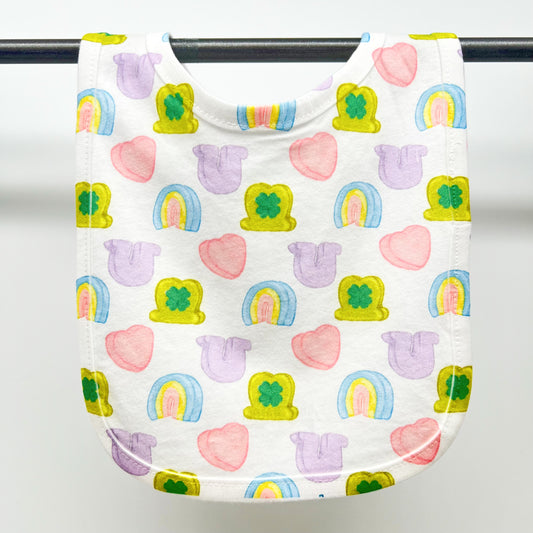 Lucky Marshmallows Baby Bib - Colorful Fun St. Patricks Day Easter Pastel