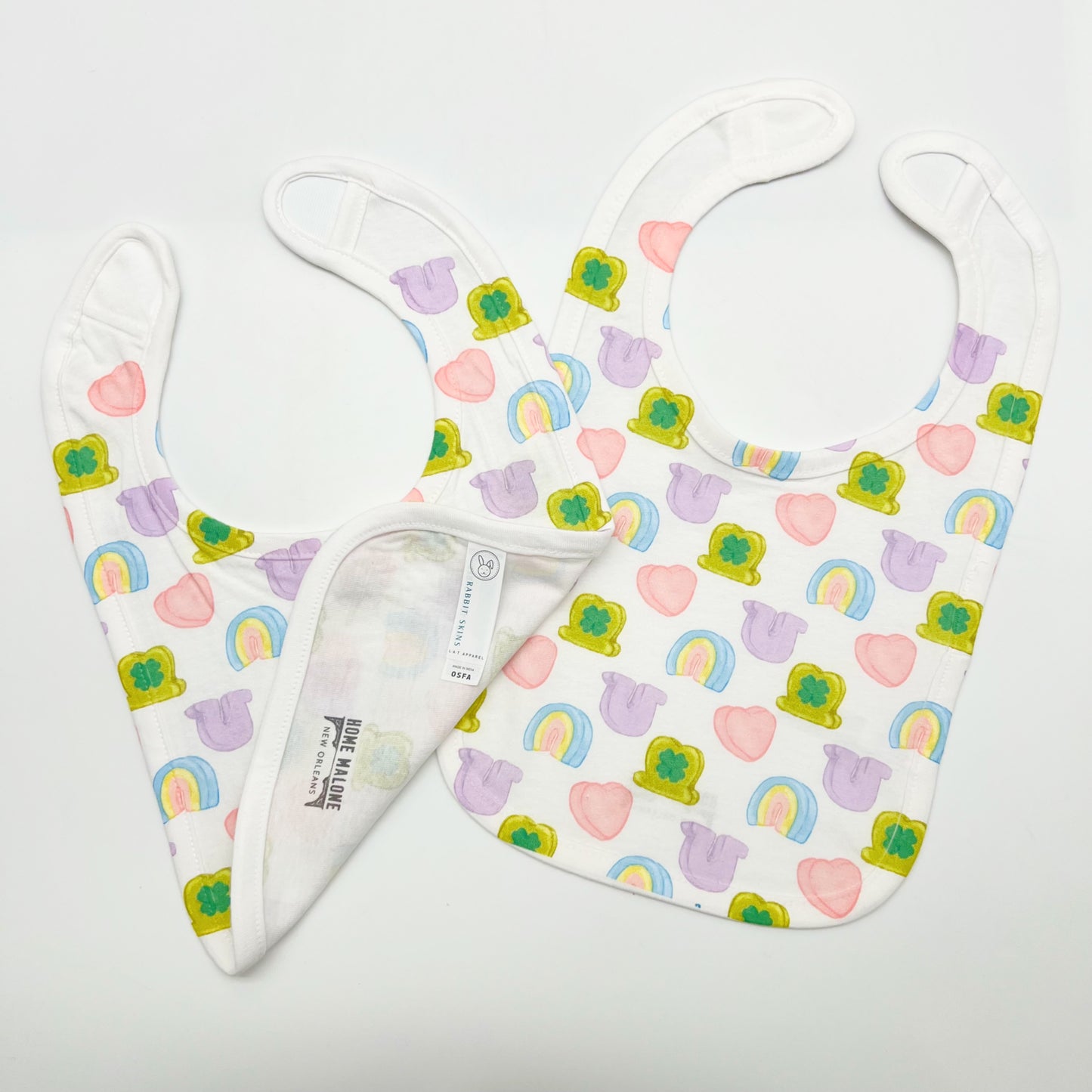 Lucky Marshmallows Baby Bib - Colorful Fun St. Patricks Day Easter Pastel