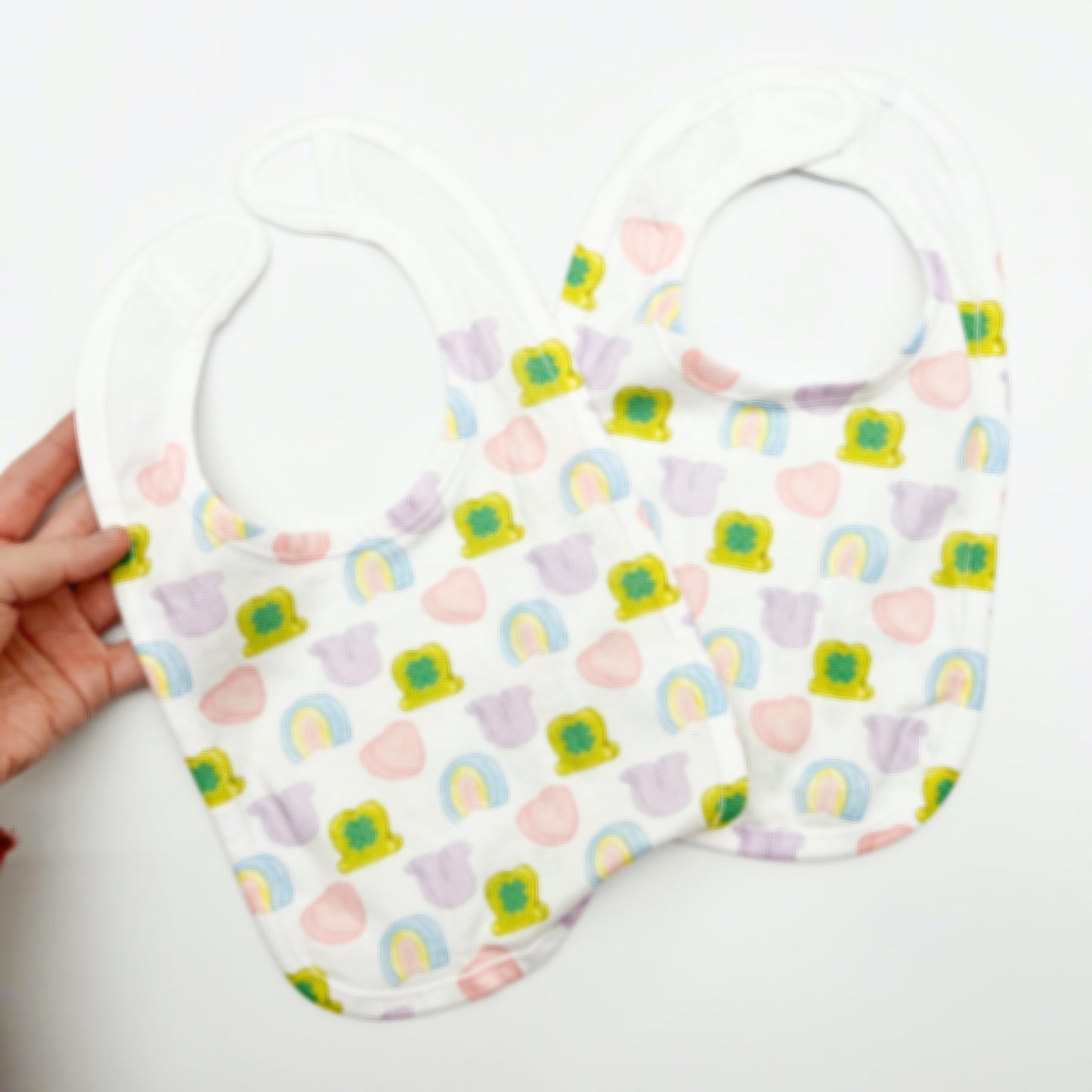 Lucky Marshmallows Baby Bib - Colorful Fun St. Patricks Day Easter Pastel