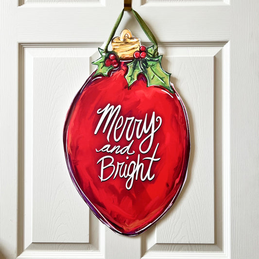 Merry and Bright Light Bulb Door Hanger