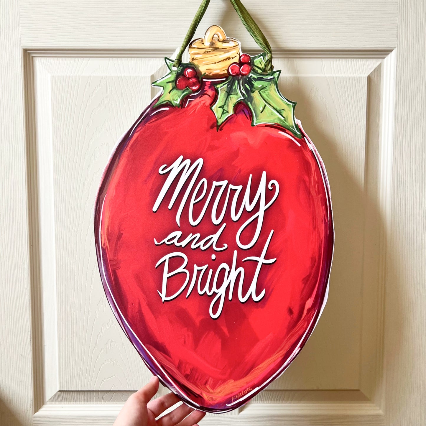Merry and Bright Light Bulb Door Hanger