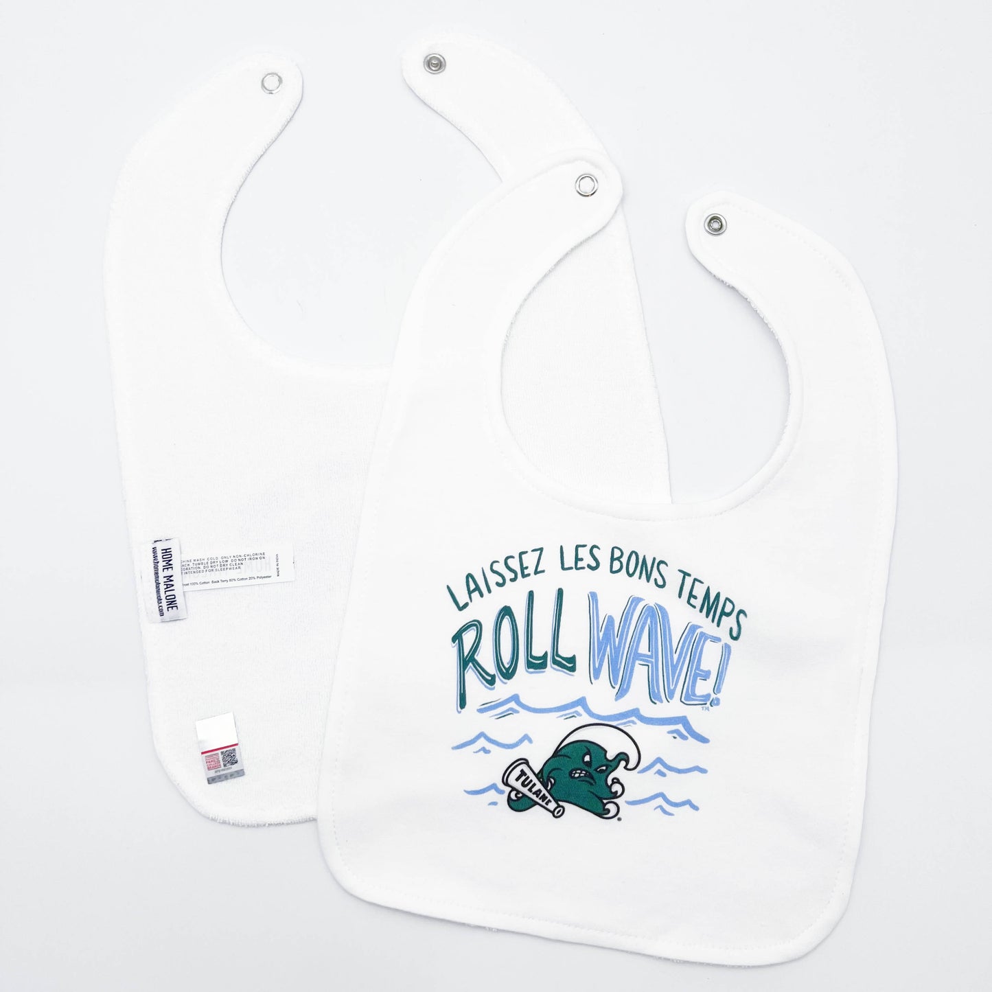 Tulane Roll Wave Baby Bib