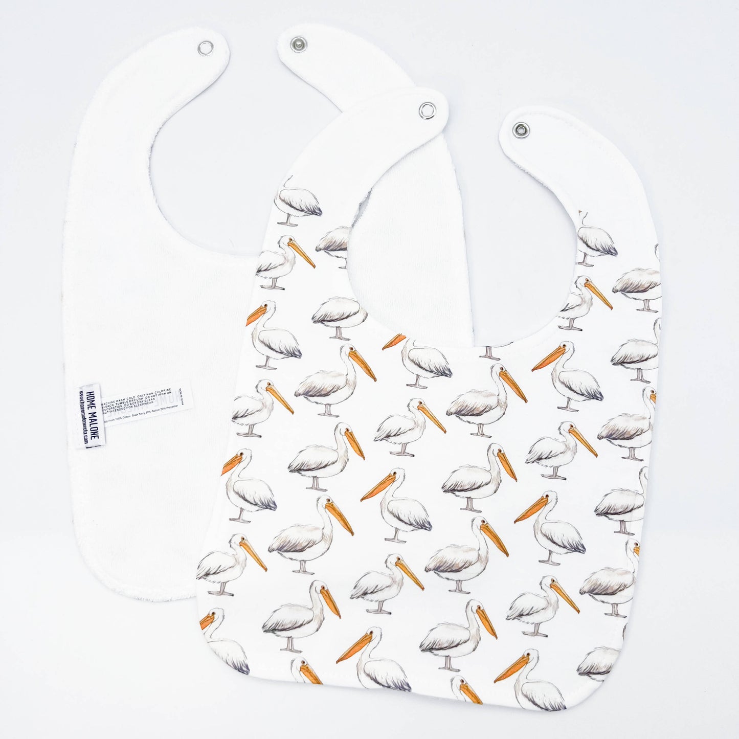 Pelican On White Baby Bib