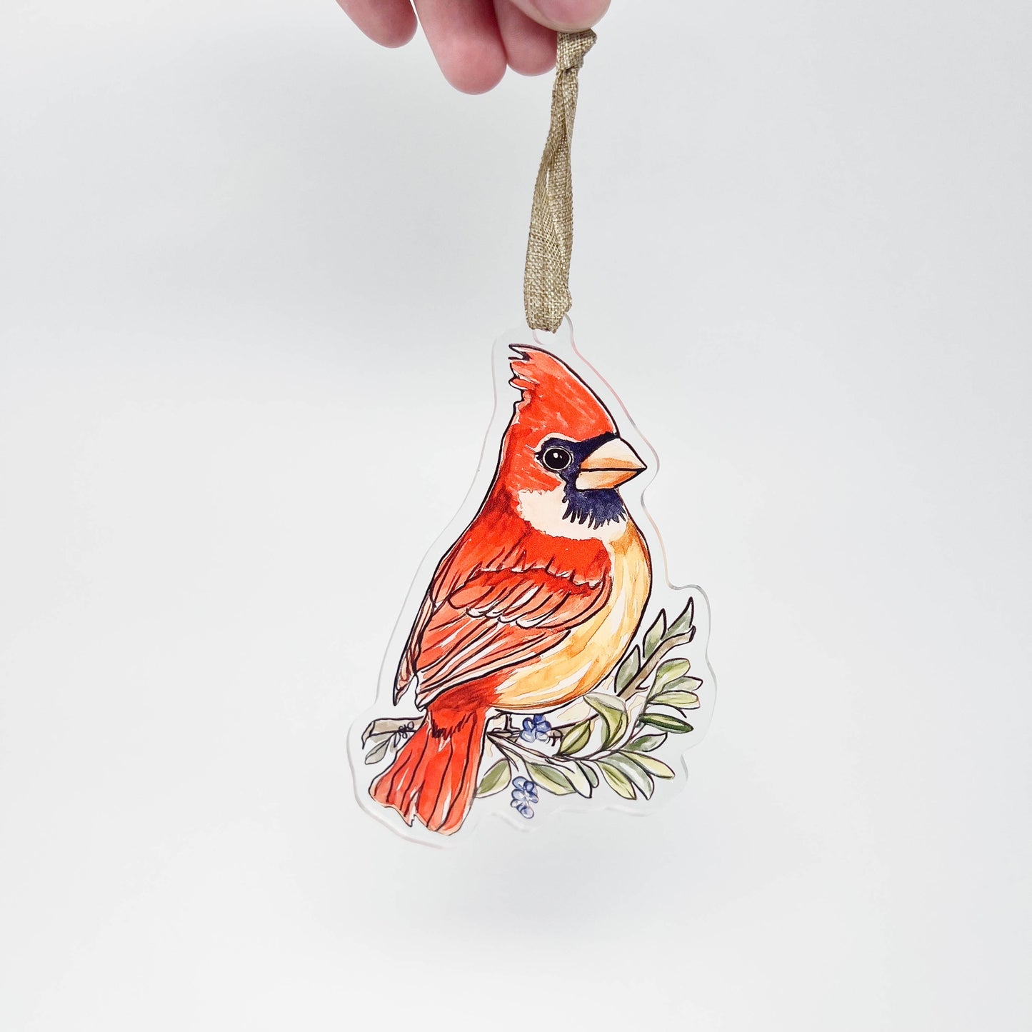 Acrylic Red Cardinal Ornament