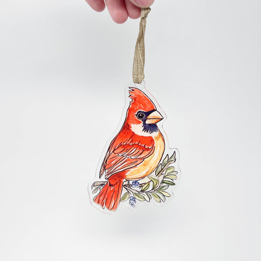 Acrylic Red Cardinal Ornament