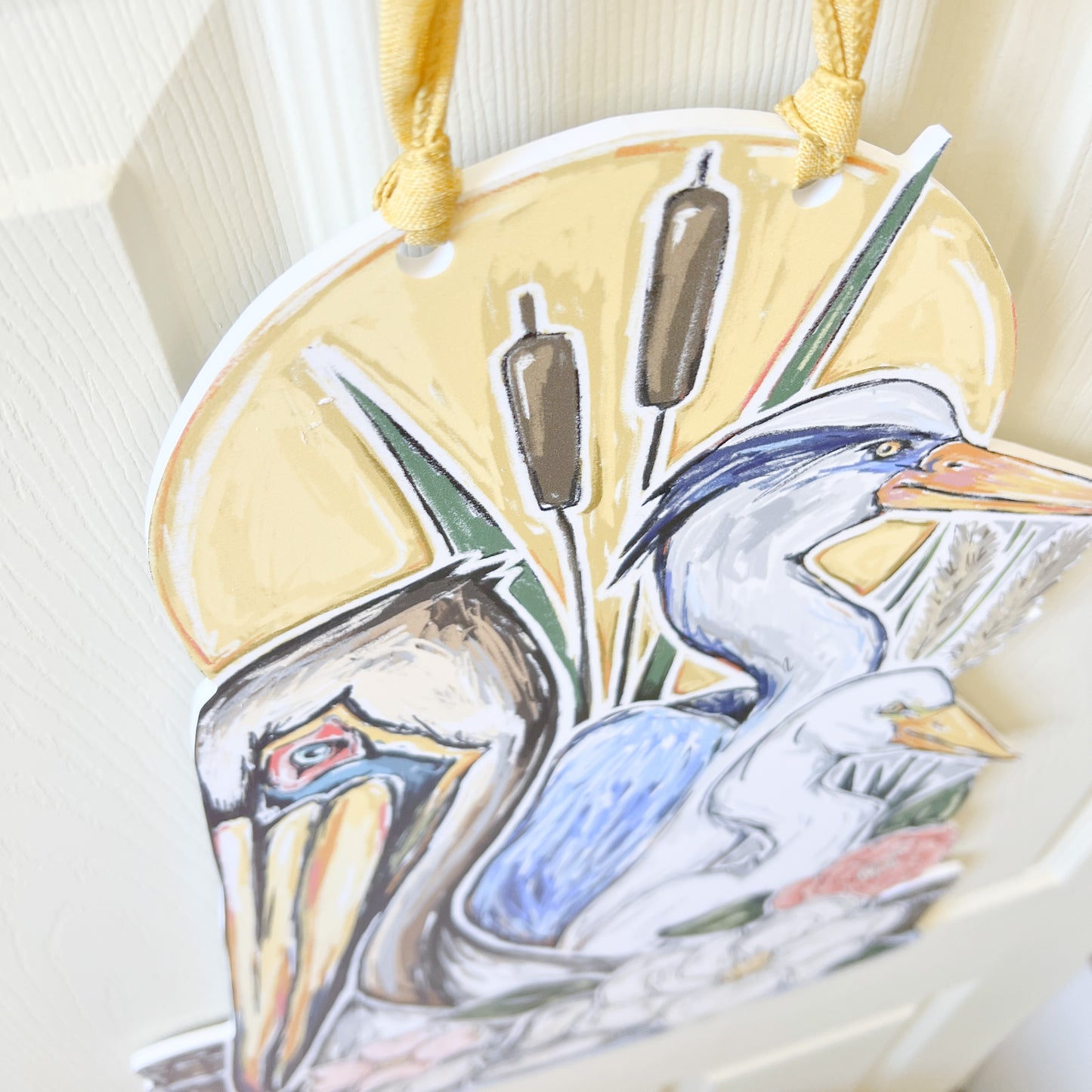 Southern Marshland Door Hanger - Bayou Wetlands Bird Decor