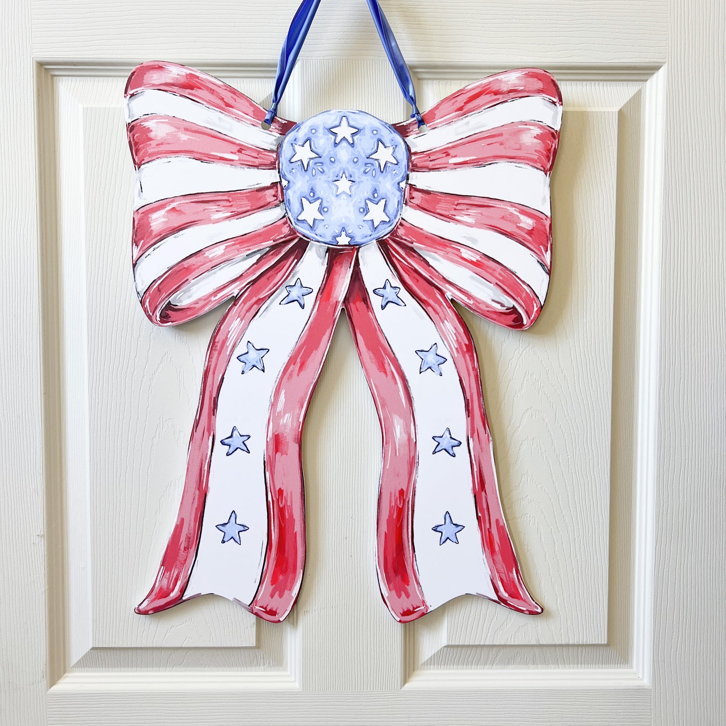 Patriotic Bow Door Hanger - USA 4th Of July Memorial America