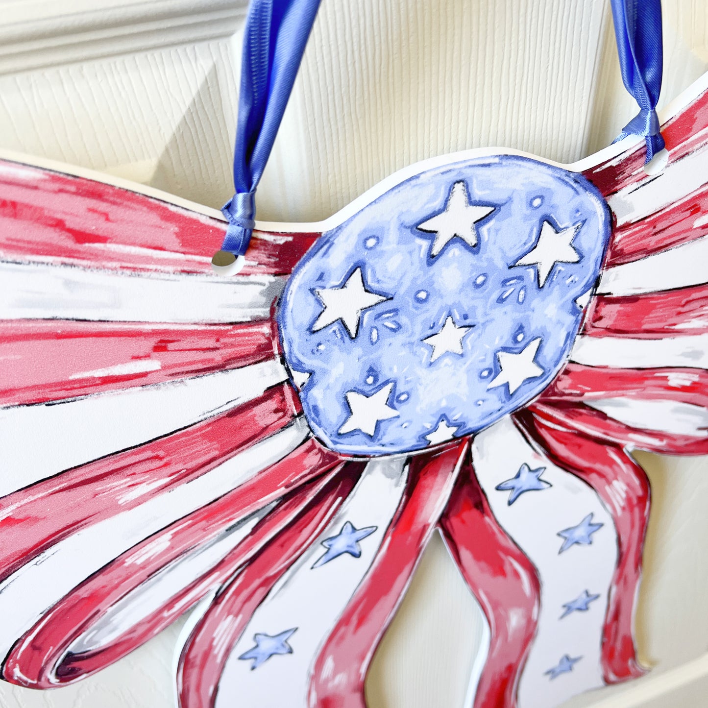 Patriotic Bow Door Hanger - USA 4th Of July Memorial America