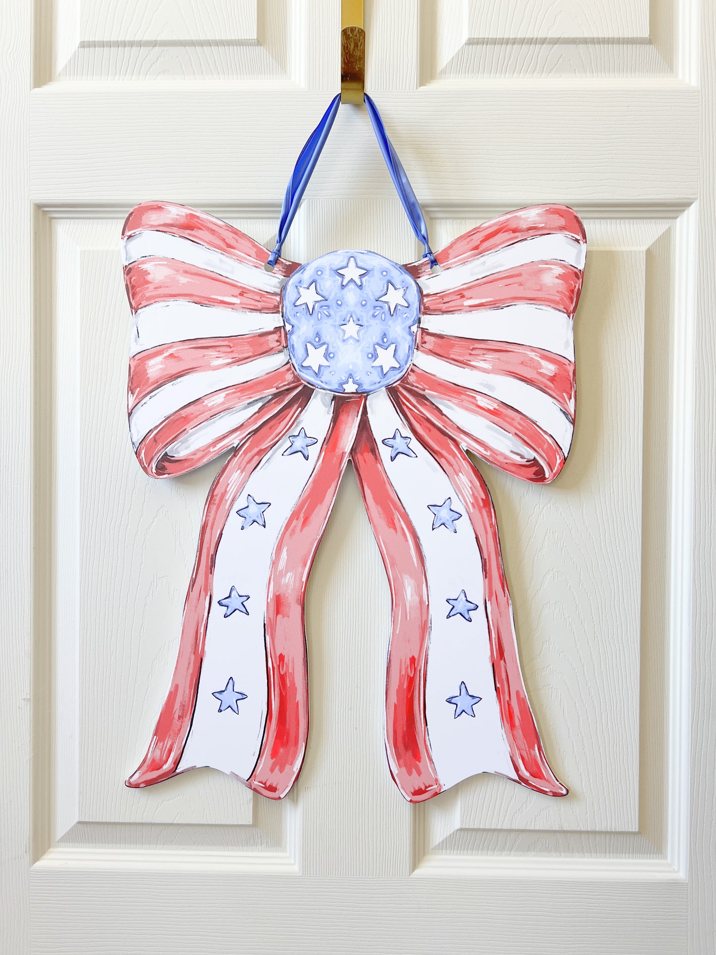 Patriotic Bow Door Hanger - USA 4th Of July Memorial America