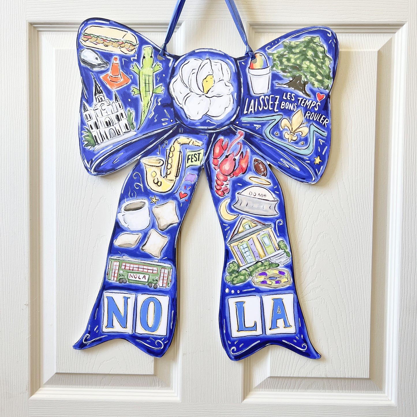 Best Of NOLA Bow Door Hanger - New Orleans Coquette Decor