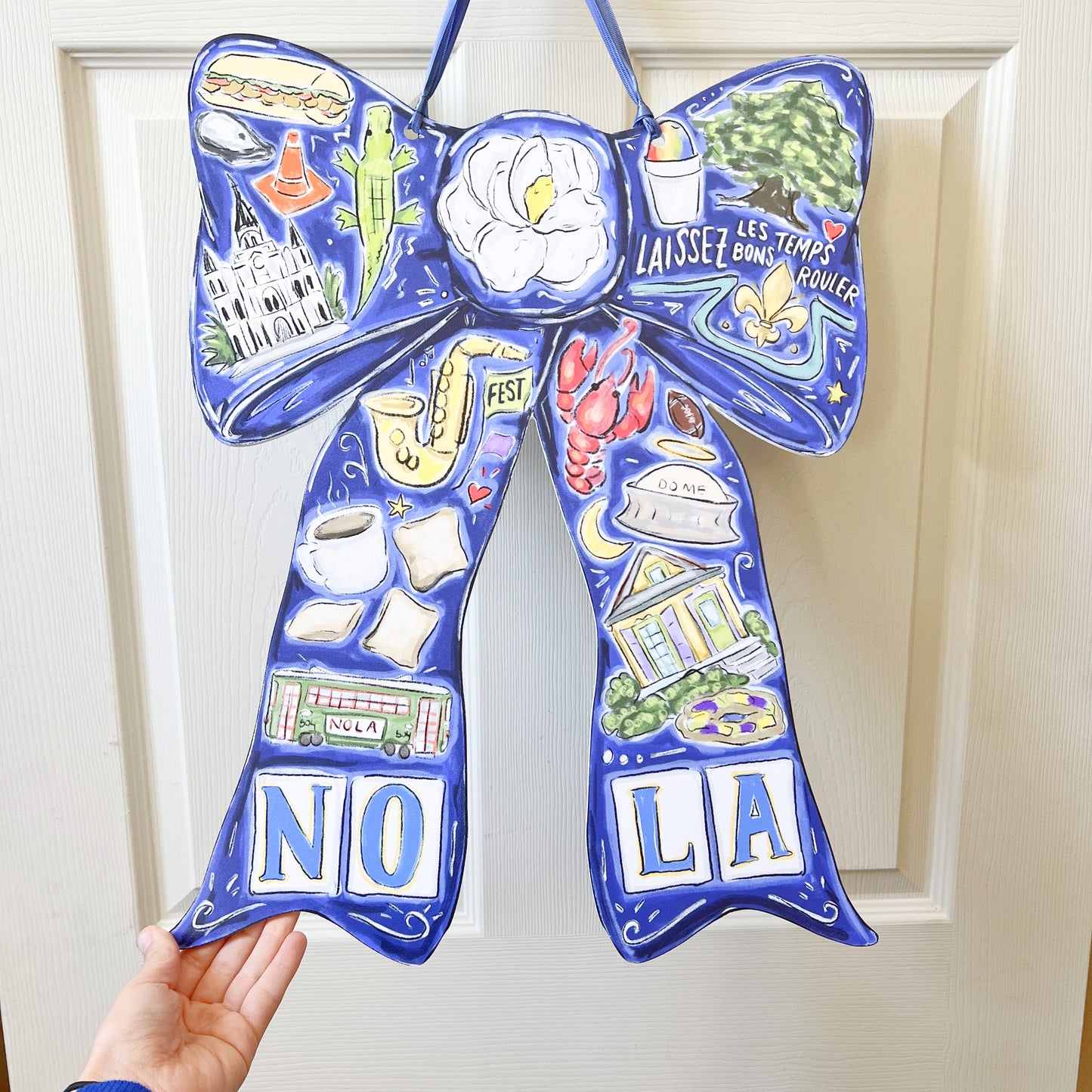 Best Of NOLA Bow Door Hanger - New Orleans Coquette Decor