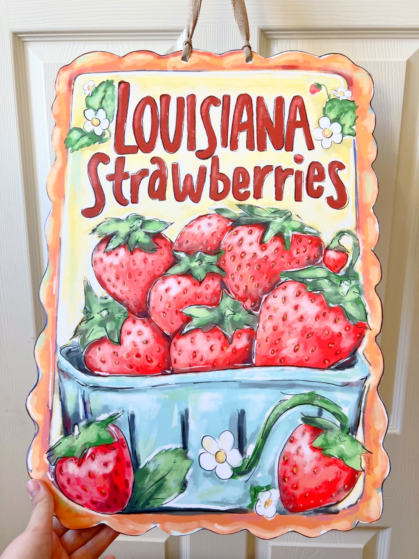 Louisiana Strawberries Door Hanger Springtime Berry Outdoor